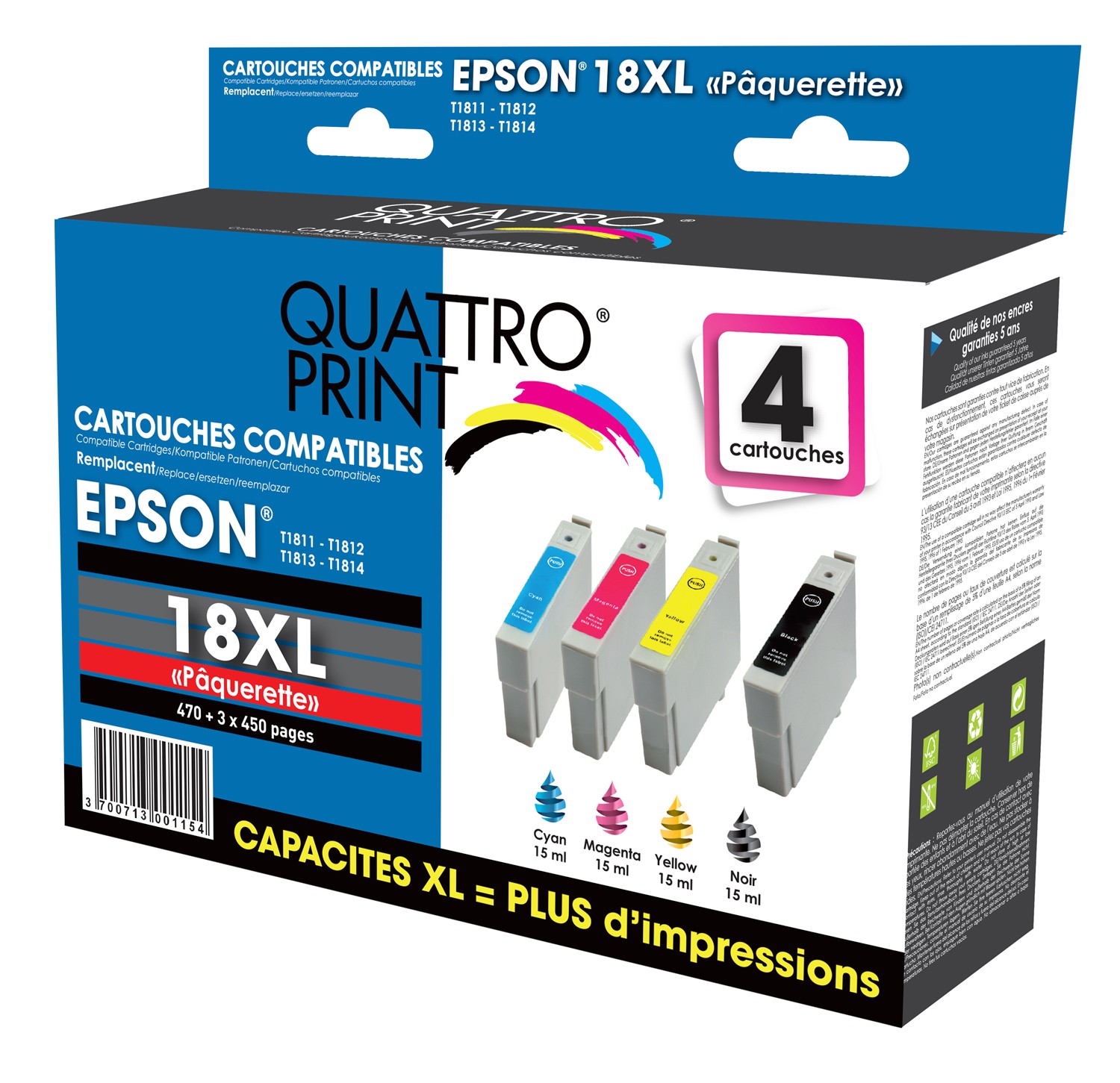 Pack de 4 Cartouches Compatibles Epson T1816