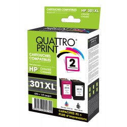 Pack 2 cartouches d'encre compatible HP 301XL noire et 301XL couleur