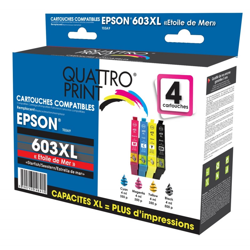 4-Pack Compatible Cartouche pour Epson 603 XL 603XL Encre