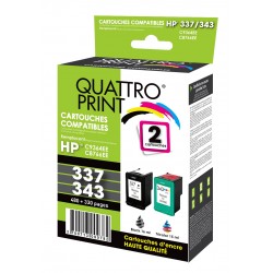 Pack 2 cartouches d'encre compatible HP 337 / HP 343