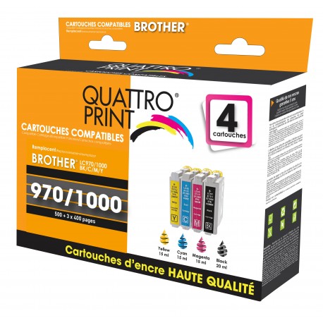 Pack 4 cartouches Quattro Print compatible Brother LC-970 / LC-1000