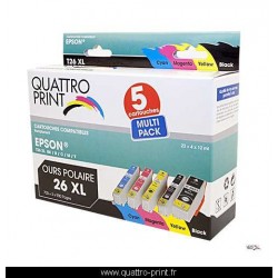 Pack 5 cartouches Quattro Print compatible T2636 (Ours Polaire)