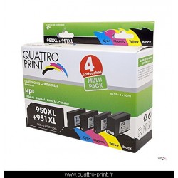 Pack 4 cartouches d'encre Quattro Print compatible HP 950XL 951XL