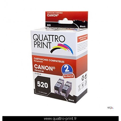 2 cartouches noires QuattroPrint compatible Canon PGI-520
